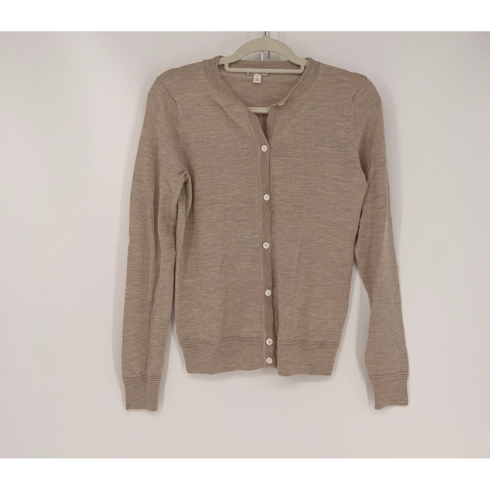 Gap Cardigan Women S Tall Tan Merino Wool Button Front Classic Minimalist Office